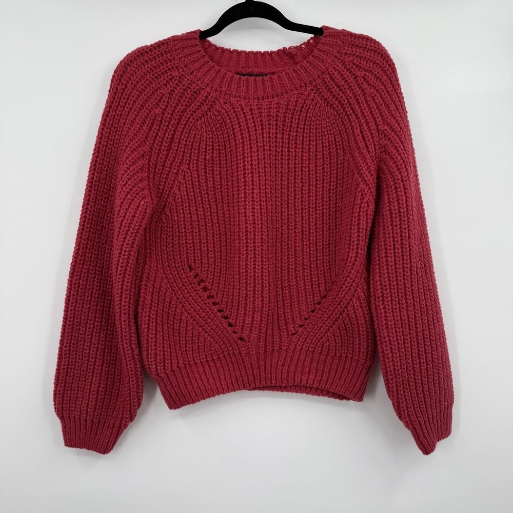 S.CHRISTINA Sweater Womens L/XL Red 100% Cashmere Chunky-Knit Pullover